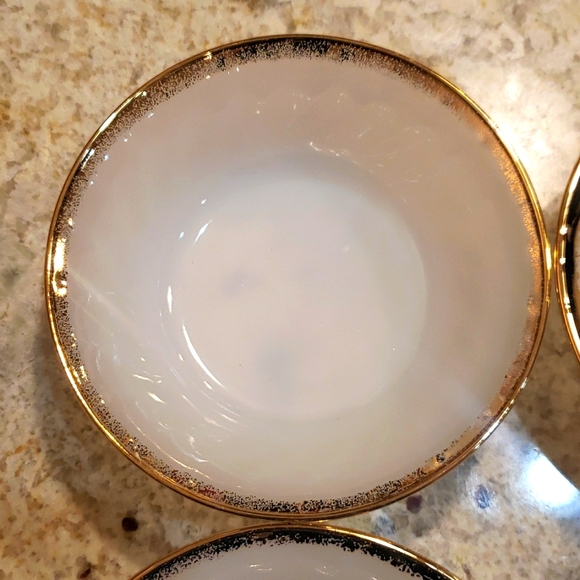 Fire King Milk Glass Gold Rimmed Bowls - Picture 2 of 9